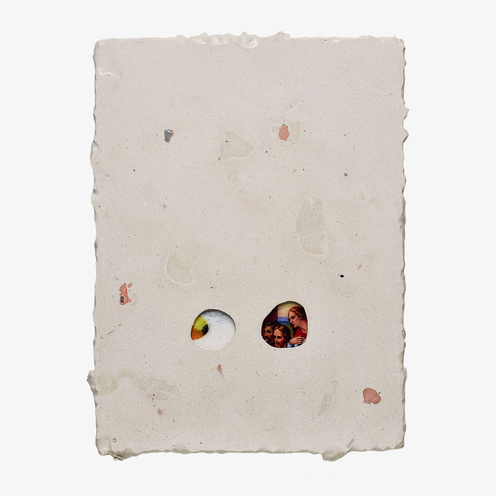 Untitled, 2016 Jesmonite, Sand, Soil, Lenticular Print 40.5 x 30 x 2 cm
