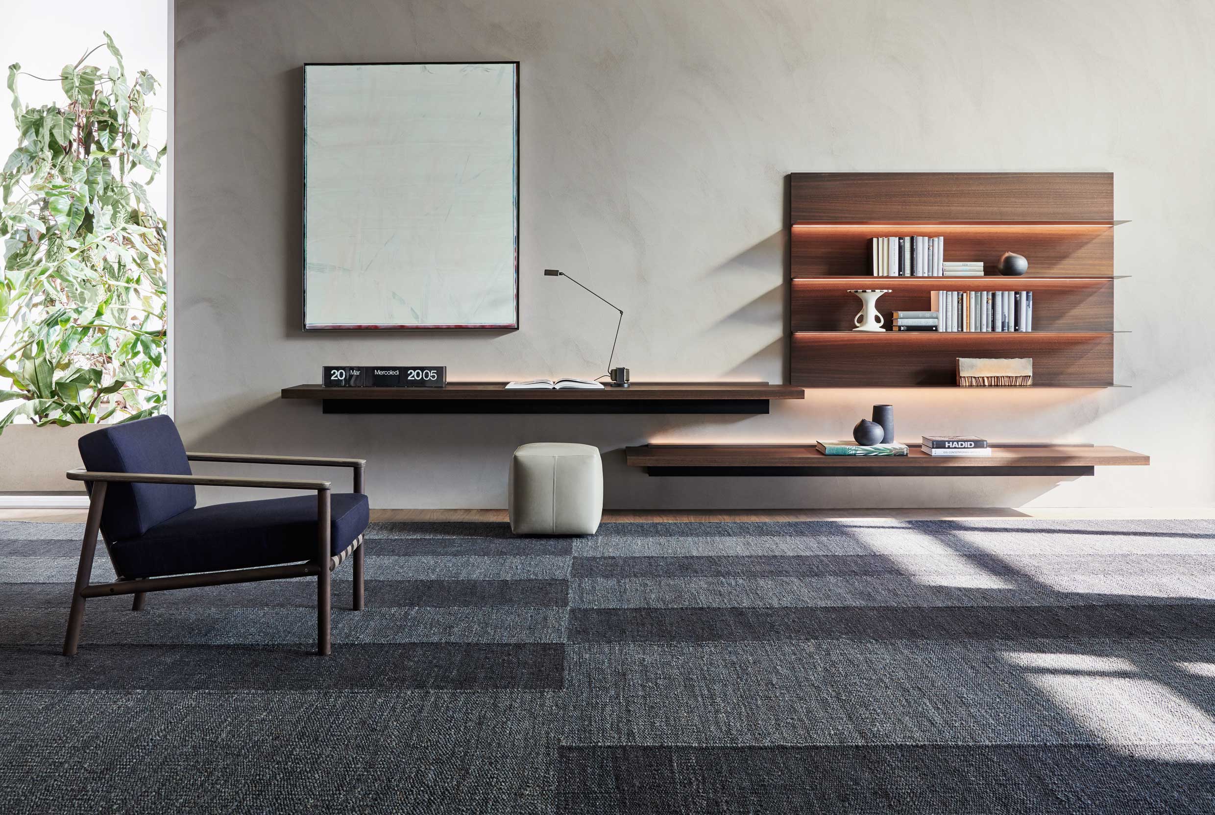 molteni&C pass-word living room system italian design bookshelves and multimedia
