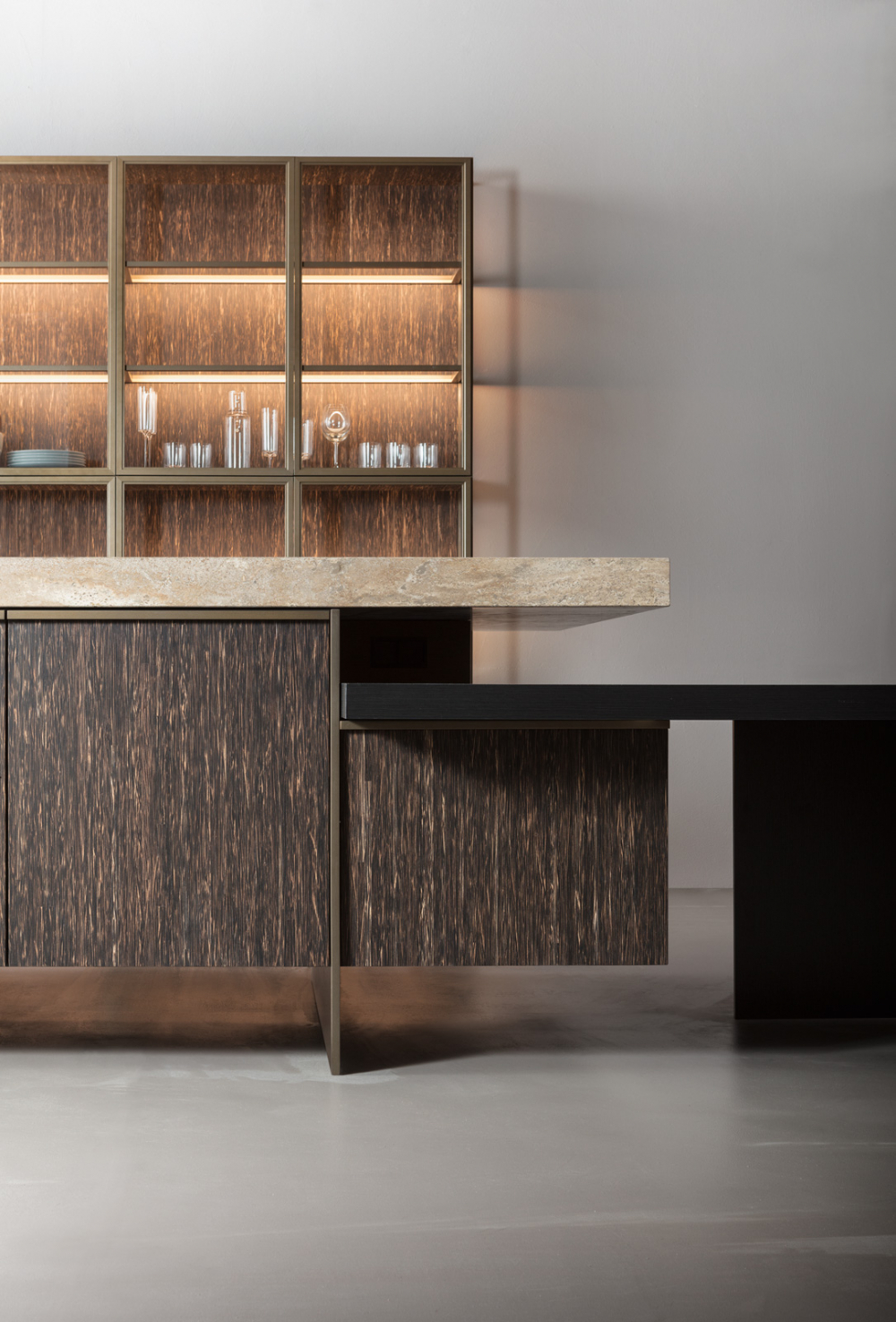 Ratio kitchen made by steel, sophisticated wood and marble