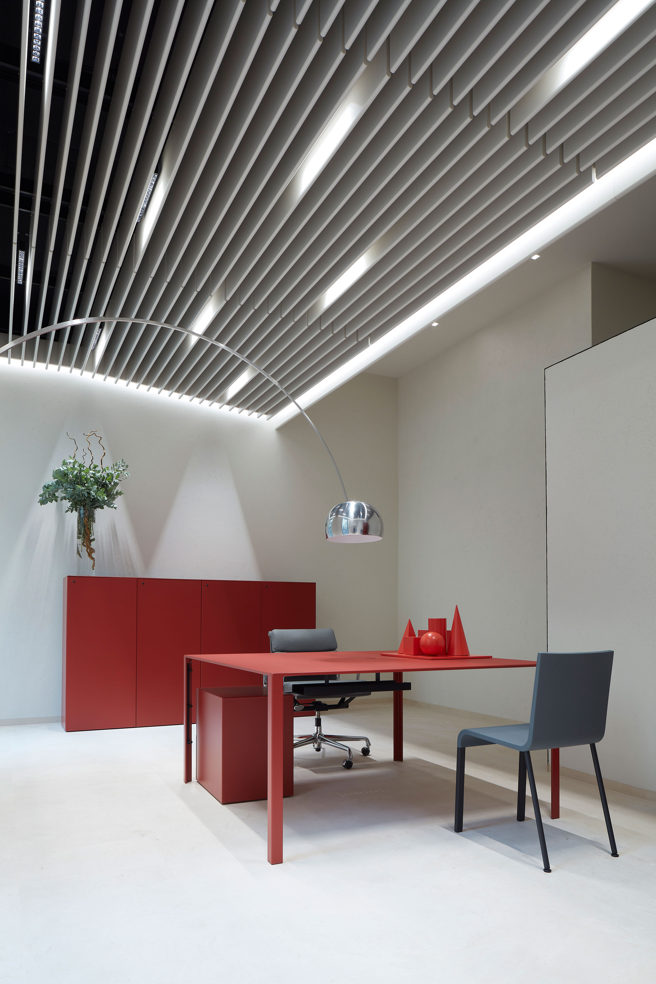 Design office with red table
