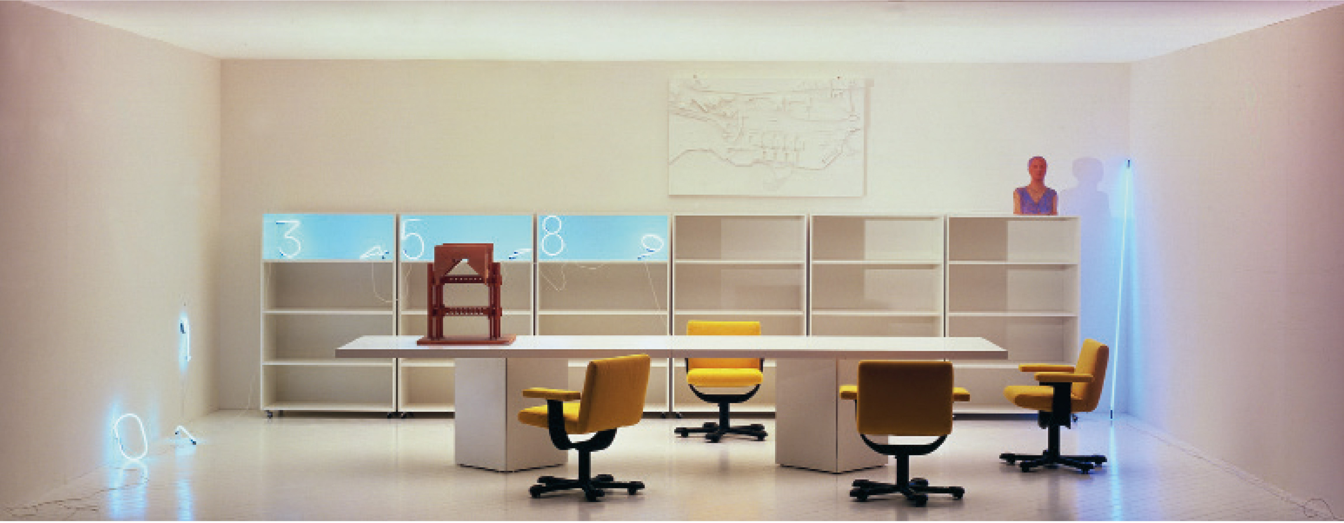 The Modulo3 system, designed by Bob Noorda and Franco Mirenzi, photographed in the early 1980s for the new UniFor corporate identity, curated by Pierluigi Cerri.